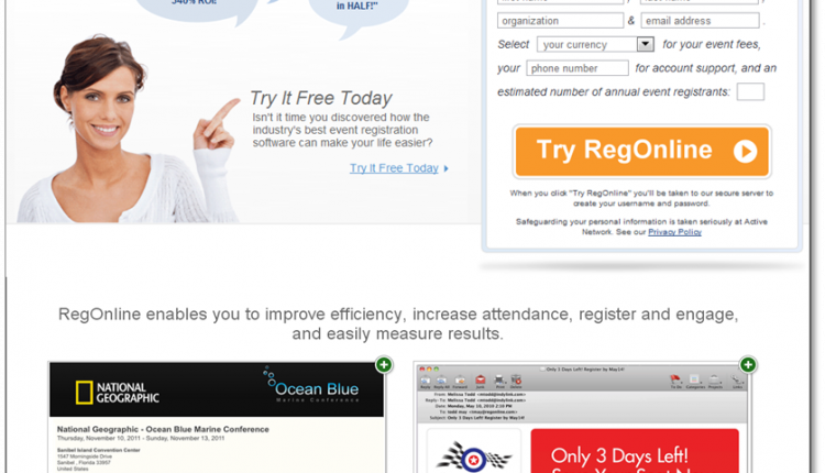 RegOnline Homepage Treatment A